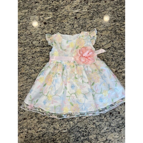 Baby girl dress floral embroidered 3-6 months - Picture 1 of 4